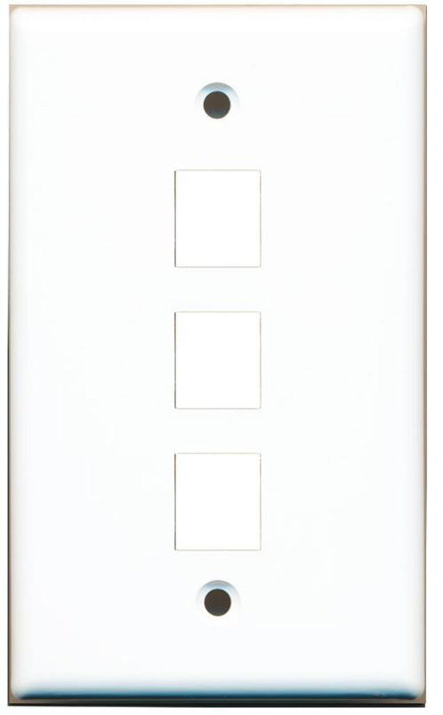 3 Port Keystone Wall Plate White - Pack of 5