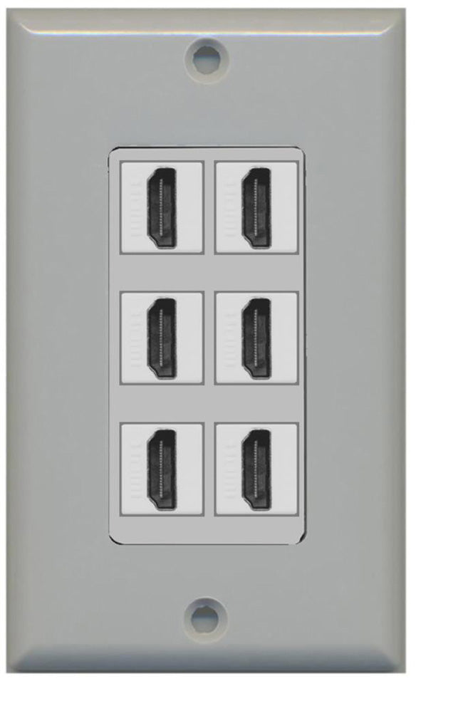 RiteAV - 6 Port HDMI 2.0 Decorative Wall Plate (Gray)