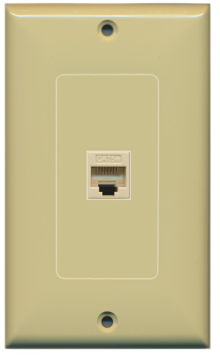 RiteAV - New Single Port Decorative Network Wall Plate - (Tooless) F/F - Ivory