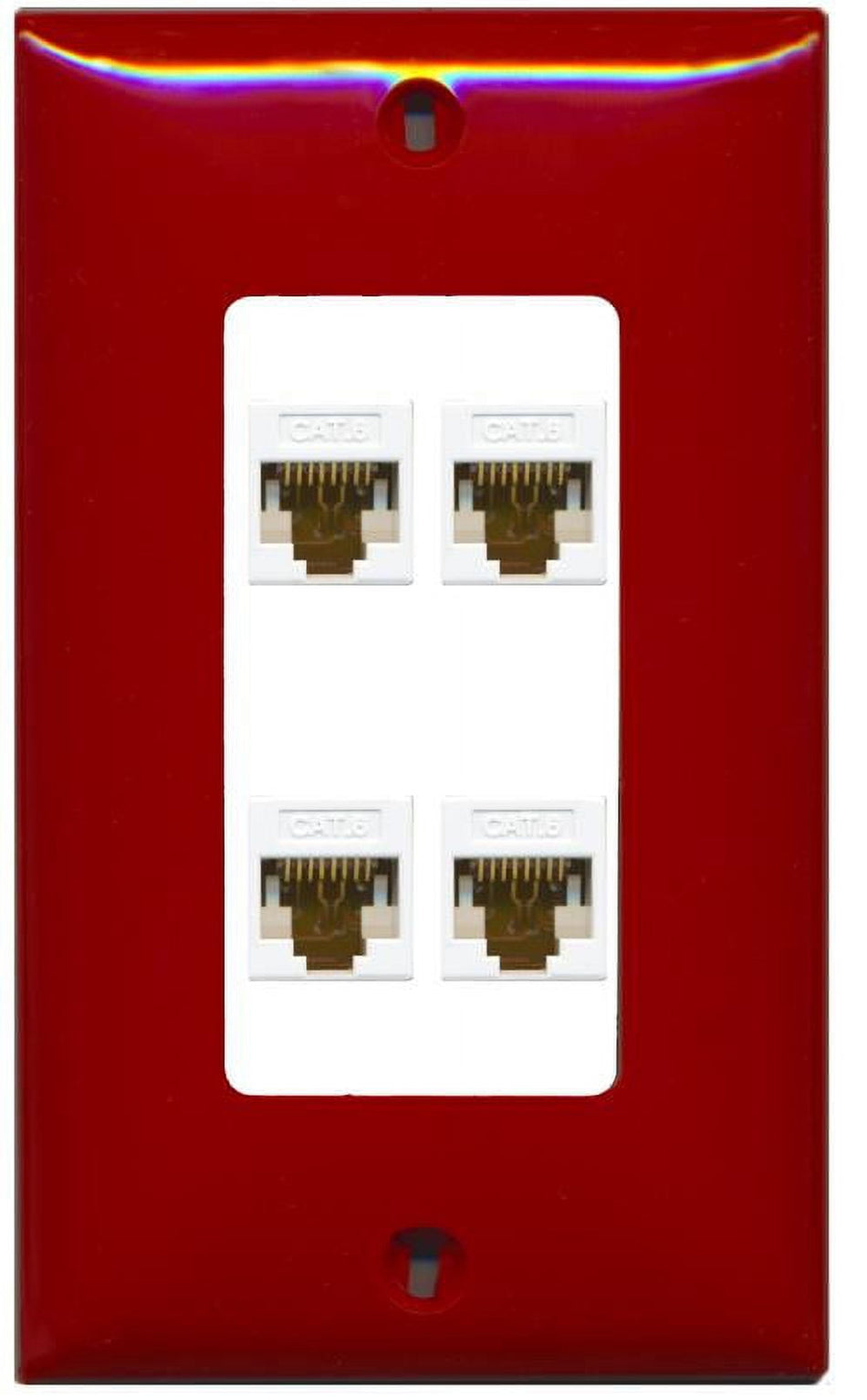 RiteAV Decorative 1 Gang 4 Port Cat6 Wall Plate - Red/White