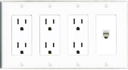 RiteAV PHONE Wall Plate 4 Gang with 3 x 15A Duplex Power Outlets