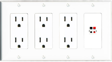 RiteAV SPEAKER Wall Plate 4 Gang with 3 x 15A Duplex Power Outlets