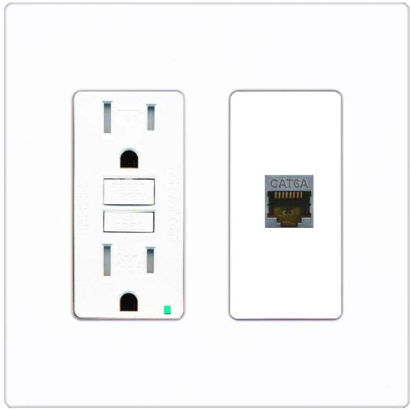 RiteAV 1 Port Cat6A Wall Plate - GFCI [Screwless White]