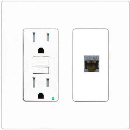 RiteAV 1 Port Cat6A Wall Plate - GFCI [Screwless White]
