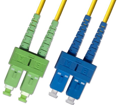 5M Singlemode Duplex Fiber Optic Cable (9/125) - SC/APC to SC/UPC