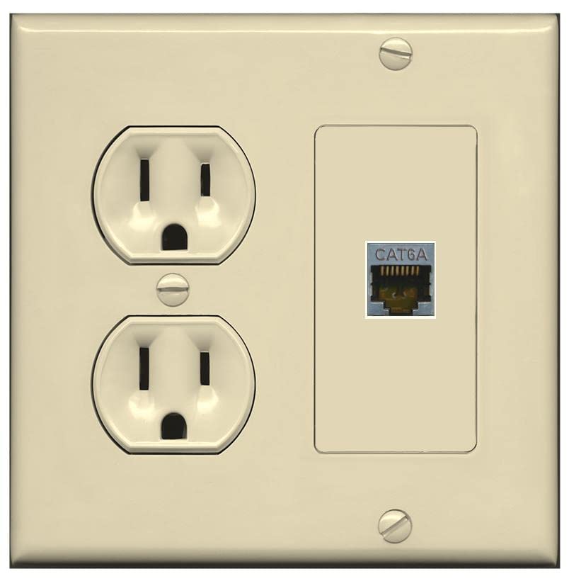 RiteAV 1 Port Cat6A Wall Plate - Round Outlet [Ivory/Ivory]