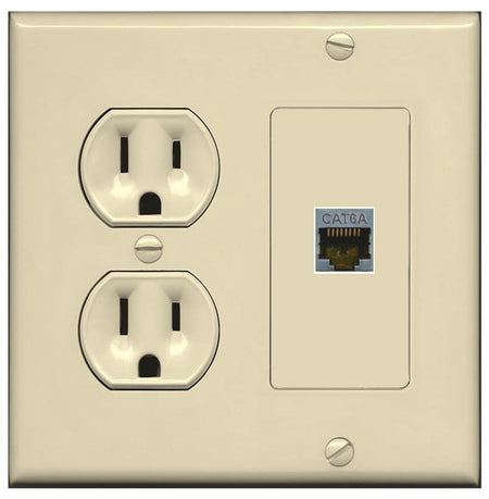 RiteAV 1 Port Cat6A Wall Plate - Round Outlet [Ivory/Ivory]