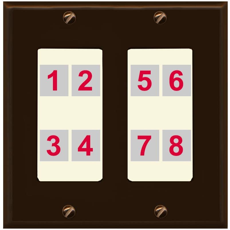 RiteAV - Custom Wall Plate 8 Port - 2 Gang [Brown/Light-Almond]