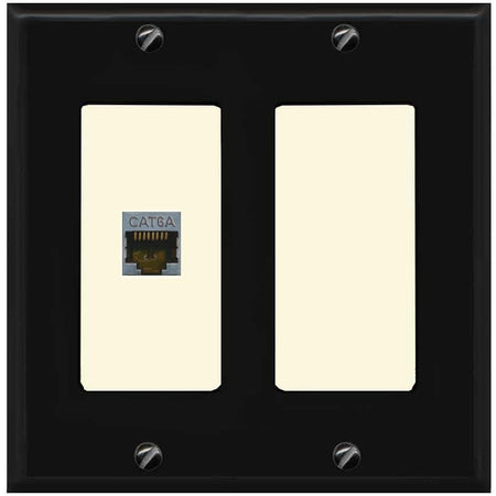 RiteAV 1 Port Cat6A Wall Plate - 2 Gang [Black/Light-Almond]