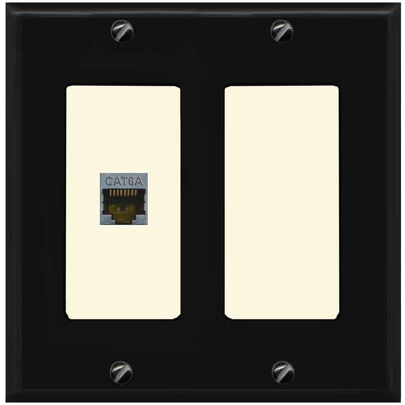 RiteAV 1 Port Cat6A Wall Plate - 2 Gang [Black/Light-Almond]