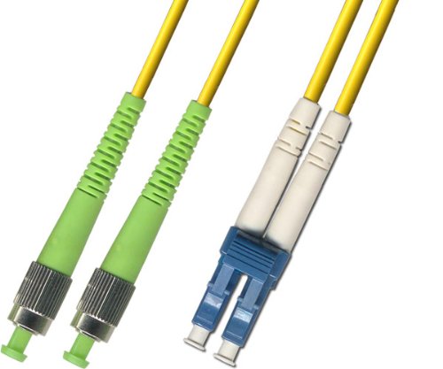 15M Singlemode Duplex Fiber Optic Cable (9/125) - FC/APC to LC/UPC