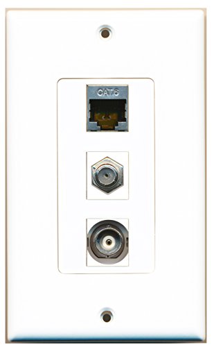 RiteAV 1 Port Coax Cable TV- F-Type 1 Port Shielded Cat6 Ethernet 1 Port BNC Wall Plate OVERSIZED