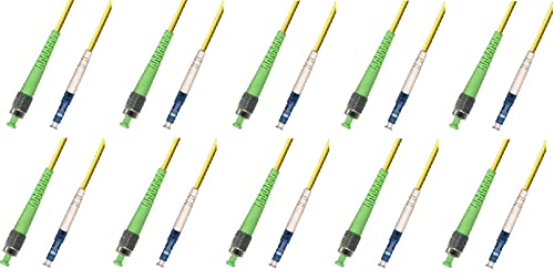 Ultra Spec 1M Singlemode Simplex Fiber Optic Cable (9/125) - FC/APC to LC/UPC with Firm Strain Relief Boots - 10 Pack