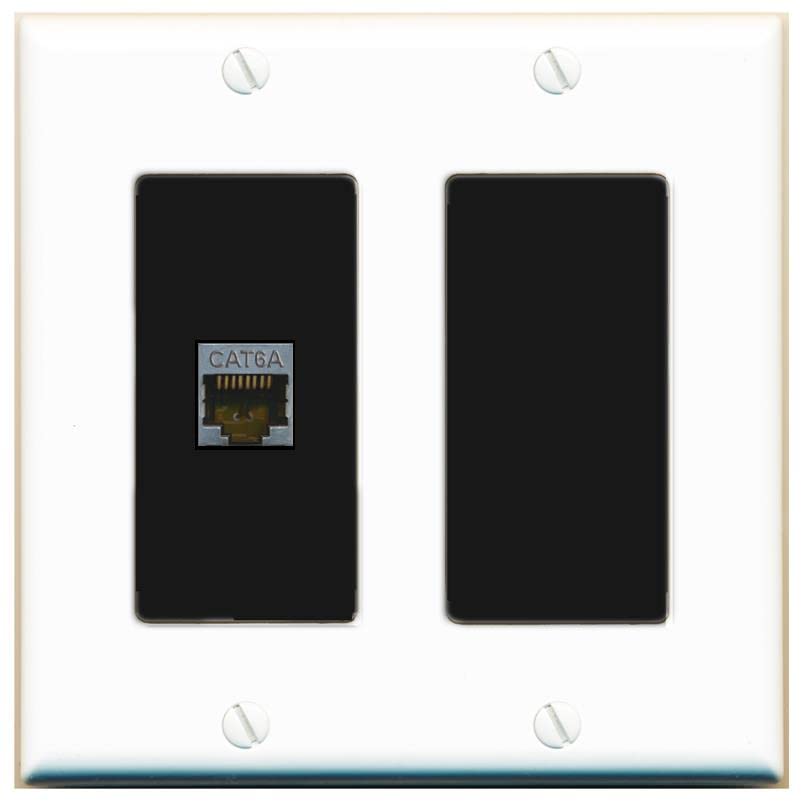 RiteAV 1 Port Cat6A Wall Plate - 2 Gang [White/Black]