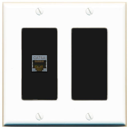 RiteAV 1 Port Cat6A Wall Plate - 2 Gang [White/Black]