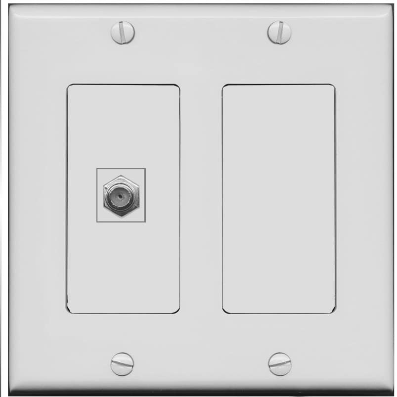 RiteAV 1 Port Coax Cable TV F-Type Wall Plate - 2 Gang [Gray/Gray]