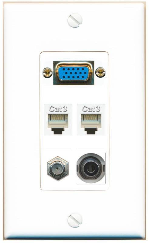 RiteAV SVGA + 3.5mm COAX 2 PHONE Wall Plate [White]
