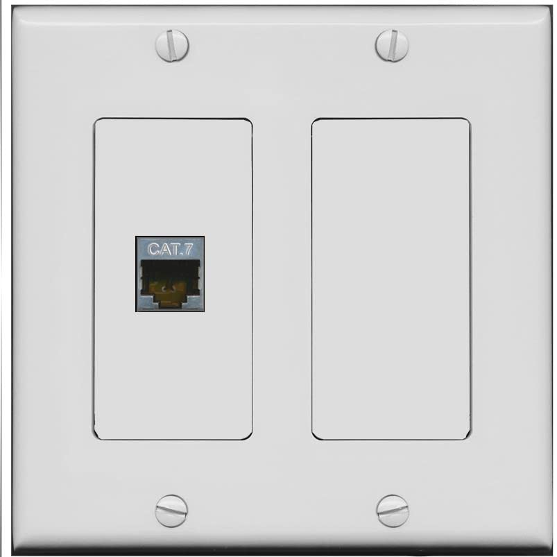 RiteAV 1 Port Cat7 Shielded Ethernet Wall Plate - 2 Gang [Gray/Gray]