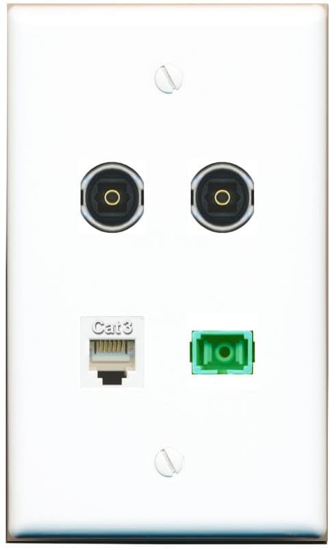 RiteAV - PHONE SC-APC Singlemode Simplex 2 TOSLINK Wall Plate Flat White
