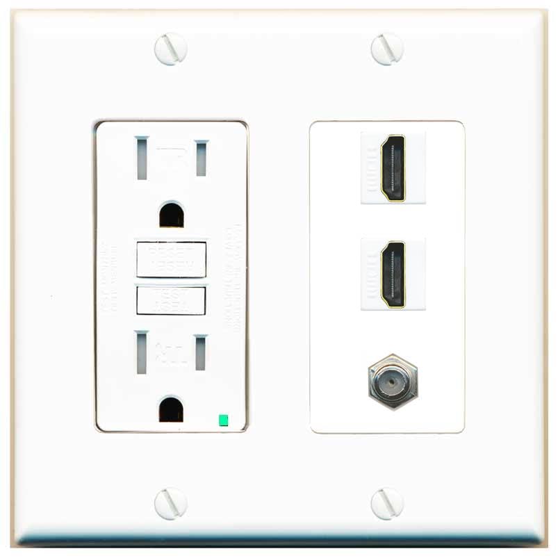 COAX 2 HDMI Wall Plate-GFCI White