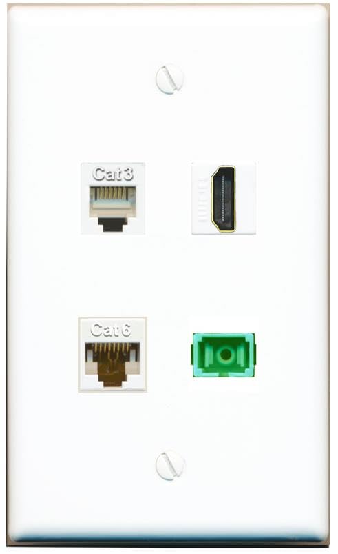 RiteAV - CAT6 HDMI PHONE SC-APC Singlemode Simplex Wall Plate Flat White