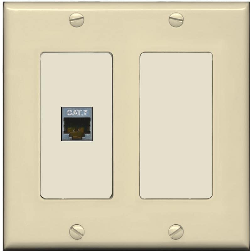 RiteAV 1 Port Cat7 Shielded Ethernet Wall Plate - 2 Gang [Ivory/Light-Almond]