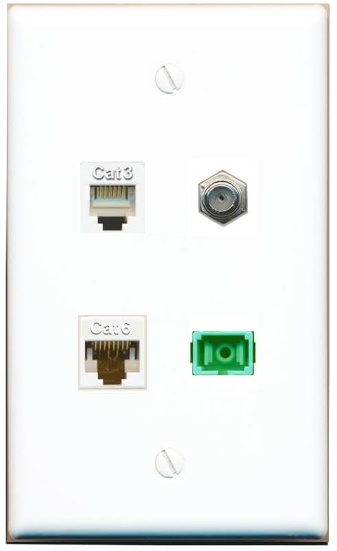 RiteAV - CAT6 COAX PHONE SC-APC Singlemode Simplex Wall Plate Flat White