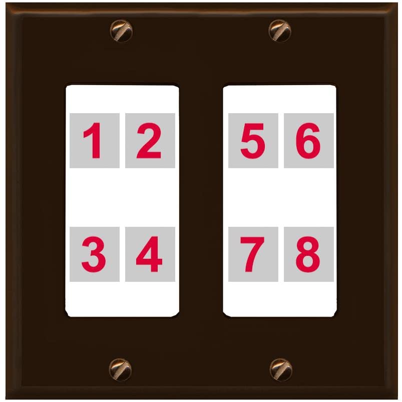 RiteAV - Custom Wall Plate 8 Port - 2 Gang [Brown/White]