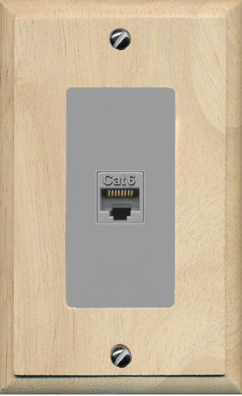 RiteAV 1 Port Cat6 Ethernet Wall Plate Female-Female - 1 Gang [Wood/Gray]