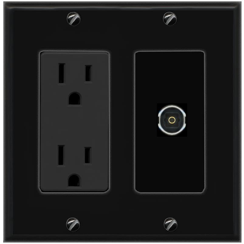 RiteAV TOSLINK Wall Plate with Power Outlet [Black]