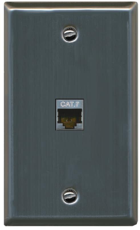 RiteAV 1 Port Cat7 Shielded Ethernet Wall Plate - Flat [Stainless Steel]