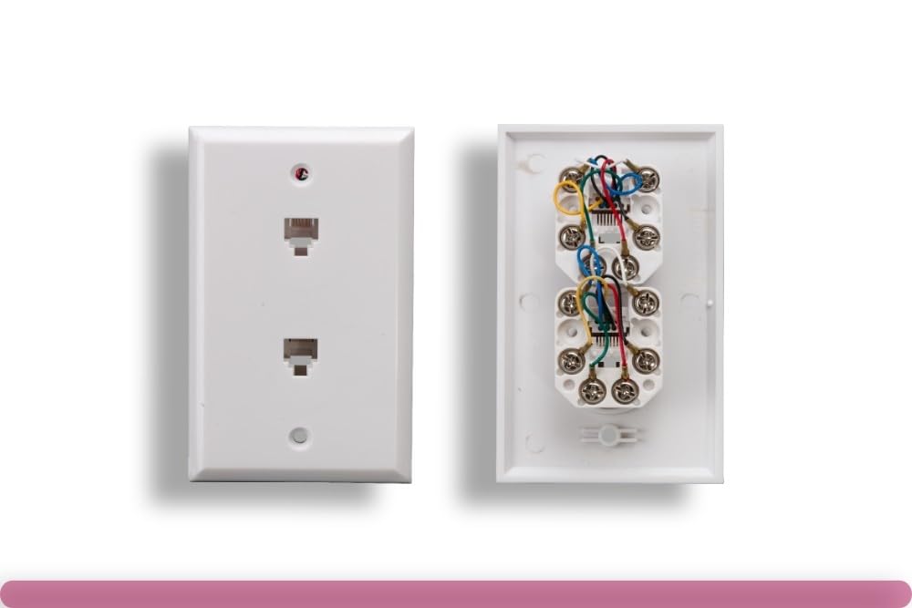 RiteAV - RJ12 Wall Plate with 6P6C Jack (Screw Terminals) (2 port)