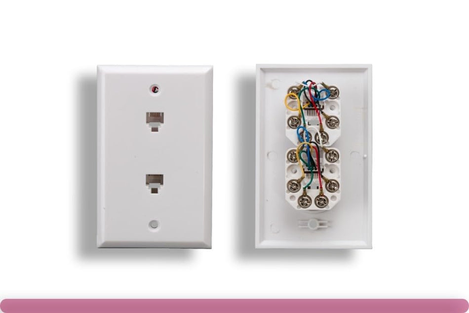 RiteAV - RJ12 Wall Plate with 6P6C Jack (Screw Terminals) (2 port)