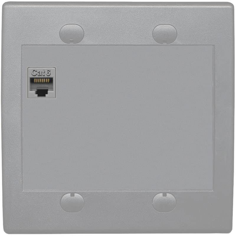 RiteAV 1 Port Cat6 Ethernet Wall Plate Female-Female - Flat 2 Gang [Gray/Gray]