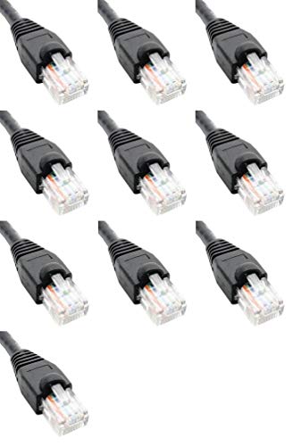 5 Feet Cat6 Ethernet Network Patch Cables Black RJ45 m/m (10 Pack)