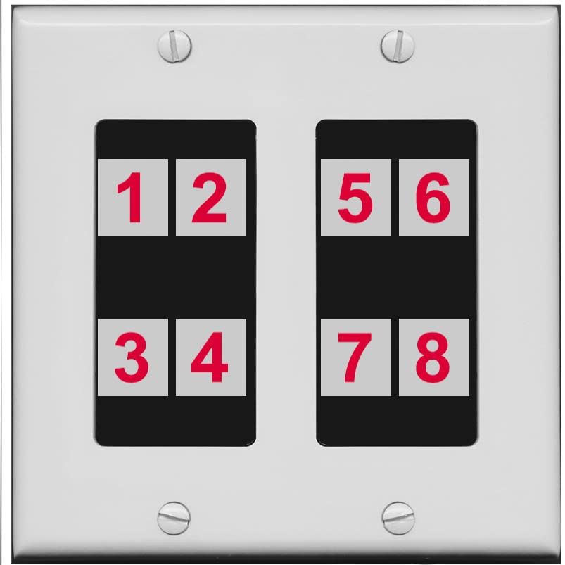 RiteAV - Custom Wall Plate 8 Port - 2 Gang [Gray/Black]