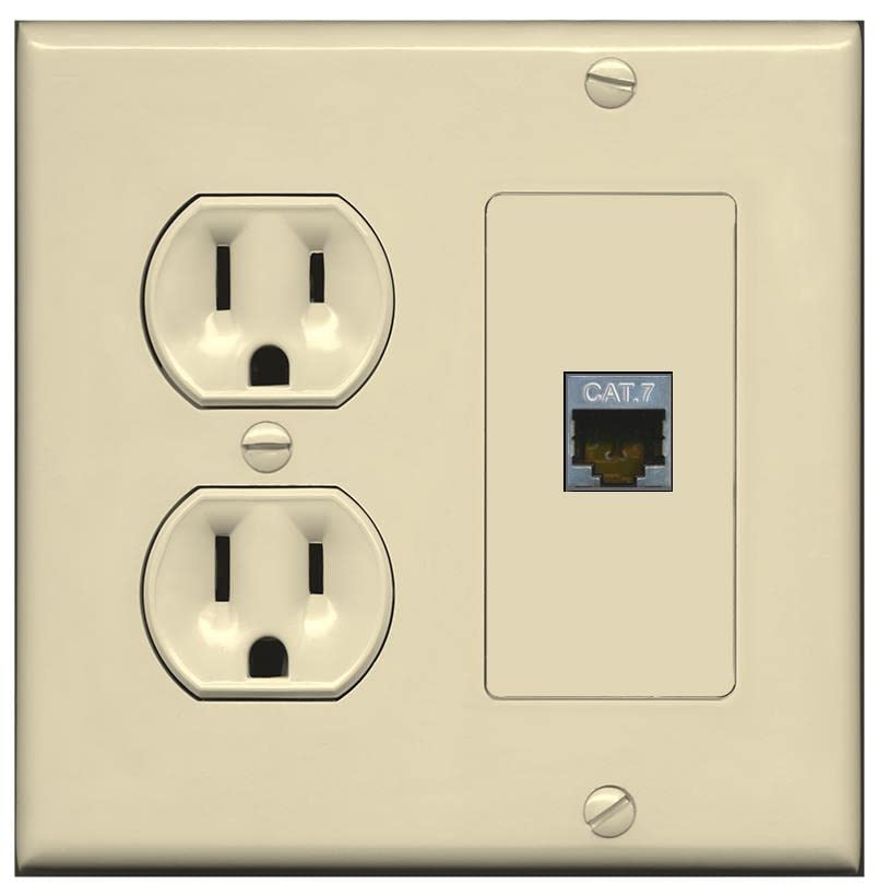 RiteAV 1 Port Cat7 Shielded Ethernet Wall Plate - Round Outlet [Ivory/Ivory]