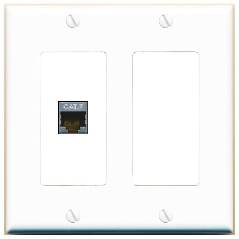 RiteAV 1 Port Cat7 Shielded Ethernet Wall Plate - 2 Gang [White/White]