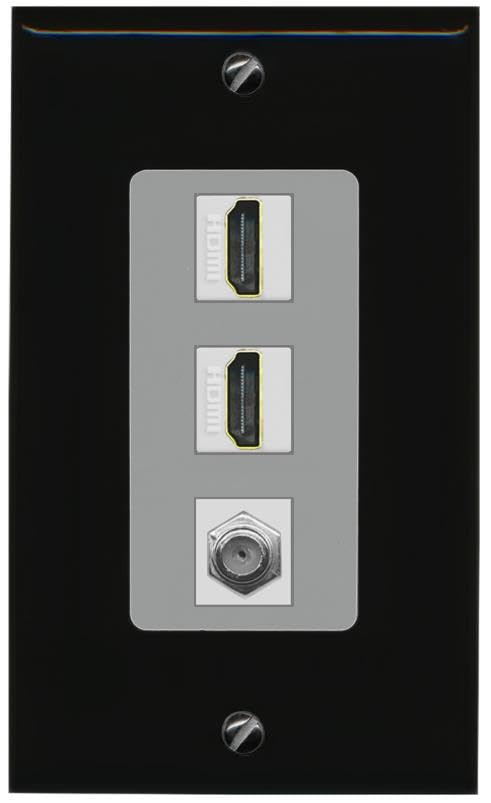 COAX 2 HDMI Wall Plate-1 Gang Black/Gray