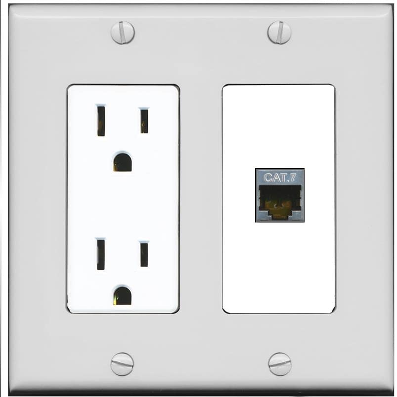 RiteAV 1 Port Cat7 Shielded Ethernet Wall Plate - Outlet [Gray/White]