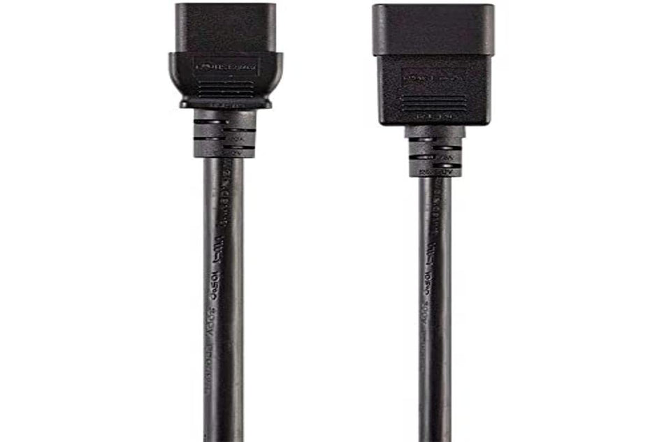 Monoprice Heavy Duty Extension Cord - 3 Feet - Black | IEC 60320 C20 to IEC 60320 C19 for Powering Servers Routers & Other High-Output Network Devices