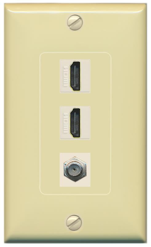 Coax 2 HDMI Wall Plate-1 Gang Ivory/Ivory
