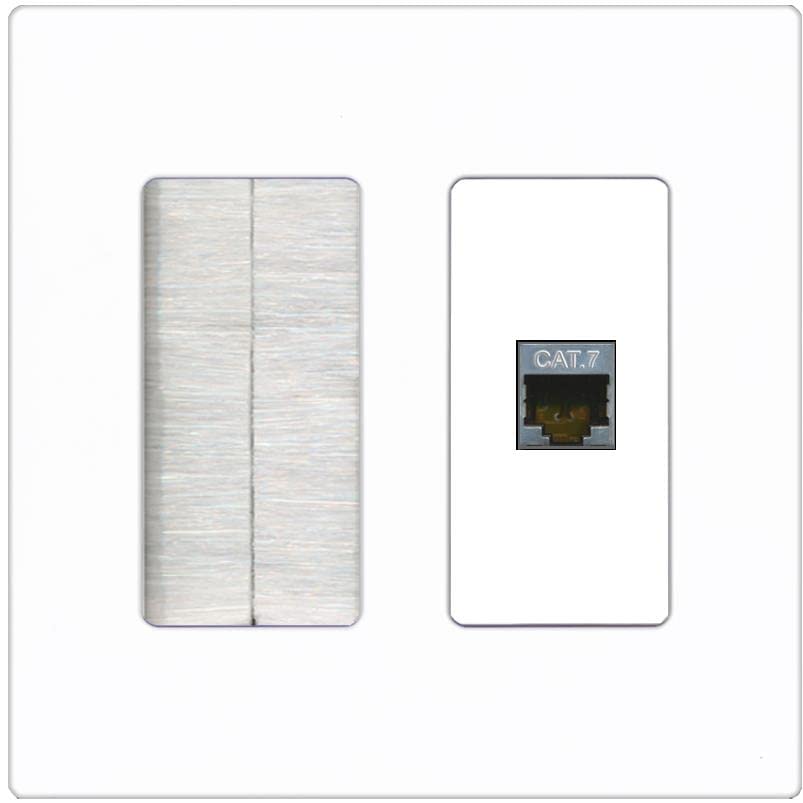 RiteAV 1 Port Cat7 Shielded Ethernet Wall Plate - Brush [Screwless White]