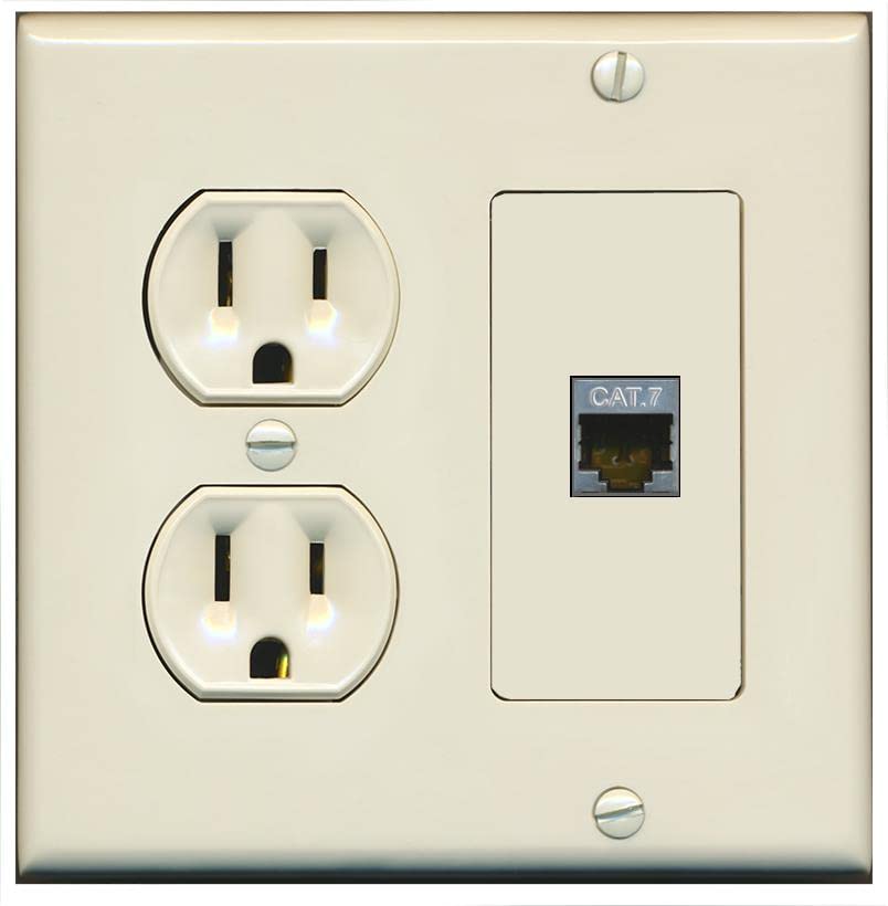 RiteAV 1 Port Cat7 Shielded Ethernet Wall Plate - Round Outlet [Light-Almond]