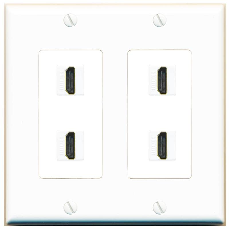RiteAV 4 Port HDMI Wall Plate - 2 Gang [White/White]