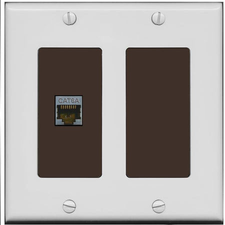 RiteAV 1 Port Cat6A Wall Plate - 2 Gang [Gray/Brown]