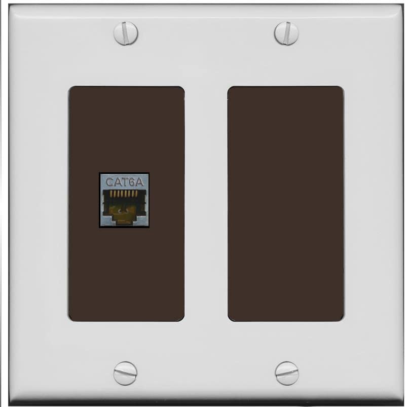 RiteAV 1 Port Cat6A Wall Plate - 2 Gang [Gray/Brown]