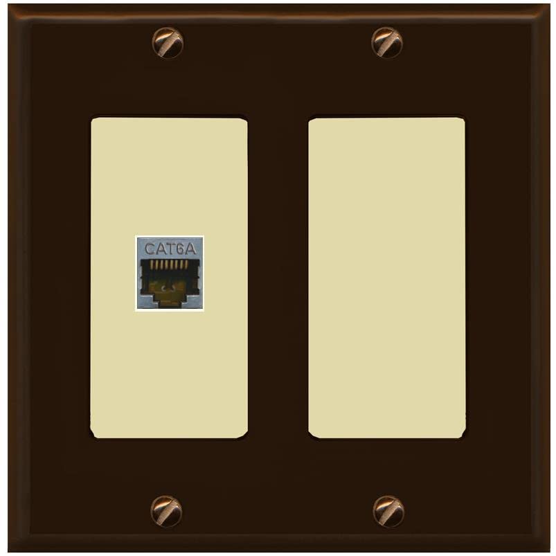RiteAV 1 Port Cat6A Wall Plate - 2 Gang [Brown/Ivory]
