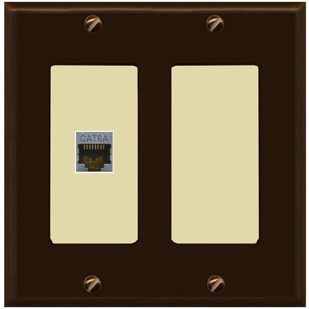 RiteAV 1 Port Cat6A Wall Plate - 2 Gang [Brown/Ivory]