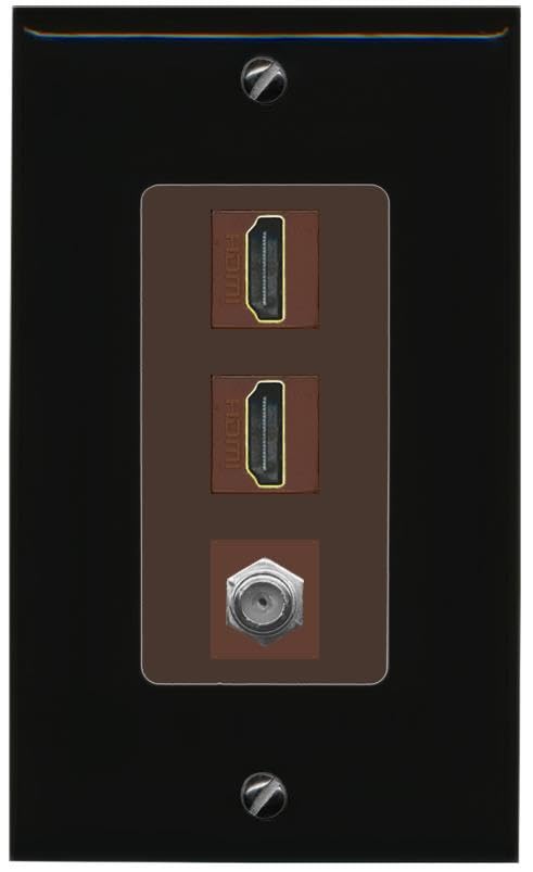 COAX 2 HDMI Wall Plate-1 Gang Black/Brown